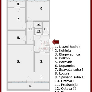 SREDIŠĆE Prostran 3soban stan 82 m2, 9. kat, top lokacija, balkon, spremište